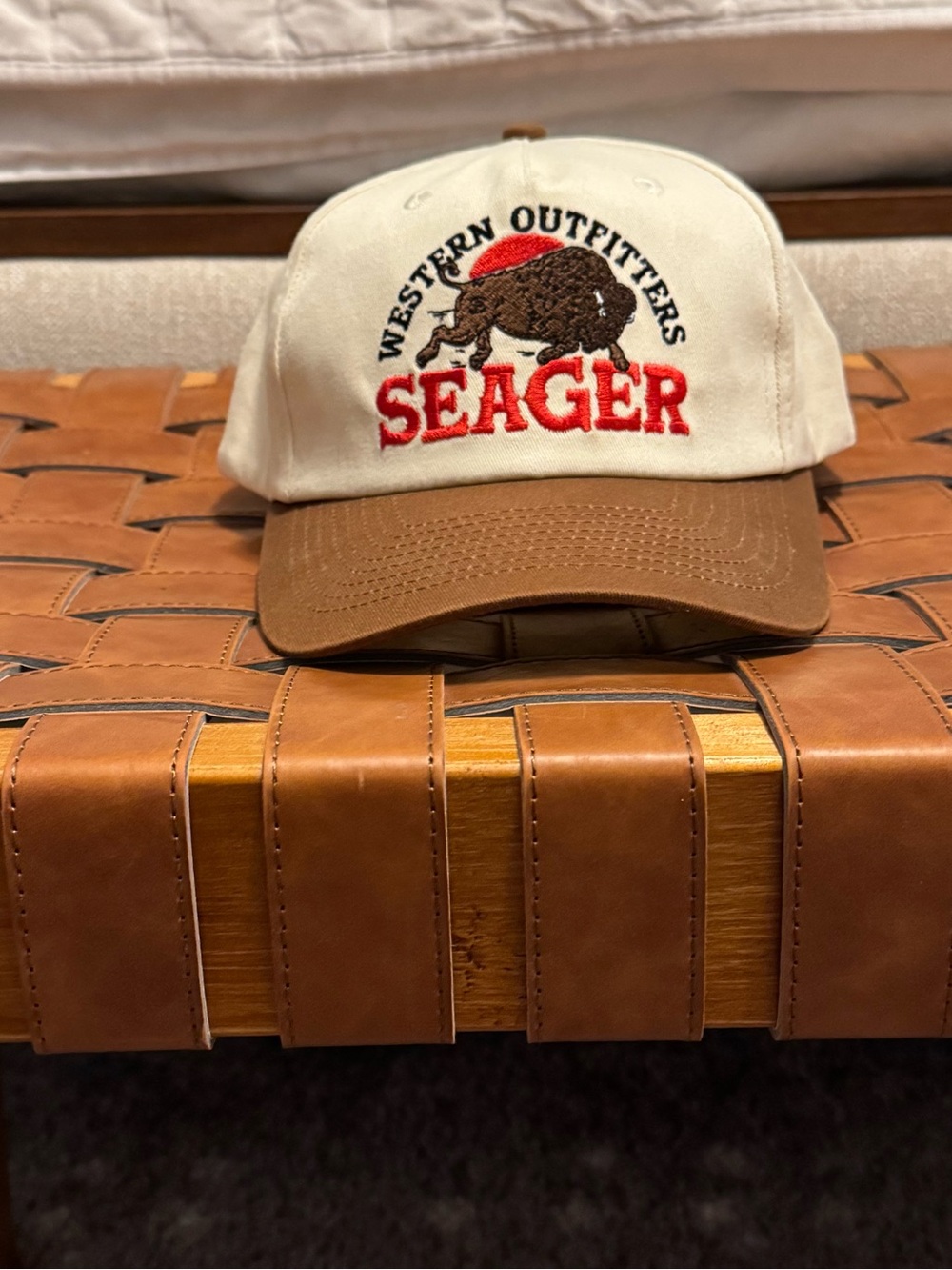 Seager Western Outfitters Two-Tone Baseball Cap - Cream and Brown